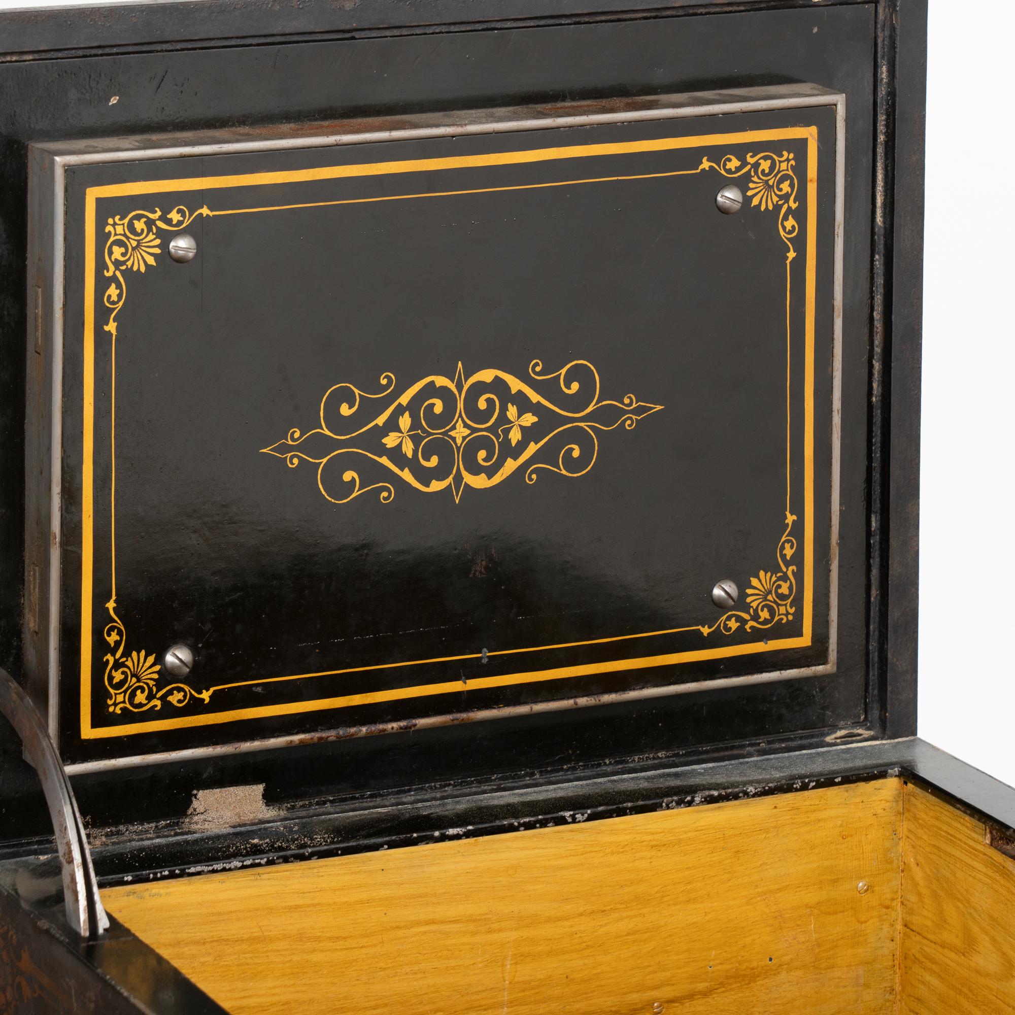 Danish Iron Lock Box Safe Side Table, Denmark circa 1860-80 For Sale