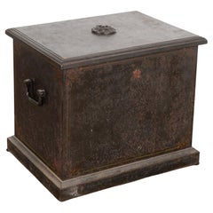 Antique Iron Lock Box Safe Side Table, Denmark circa 1860-80