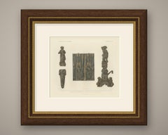 Iron Lock, Firedogs and Hasp, Antique Chromolithograph, 1851