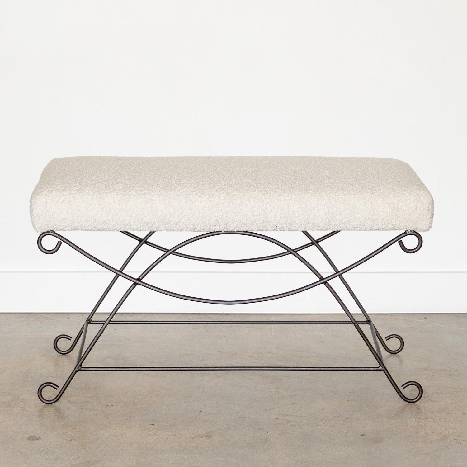 Panoplie Iron Loop Bench, Bouclé In New Condition For Sale In Los Angeles, CA