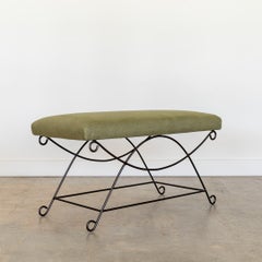 Panoplie Iron Loop Bench, Green Linen