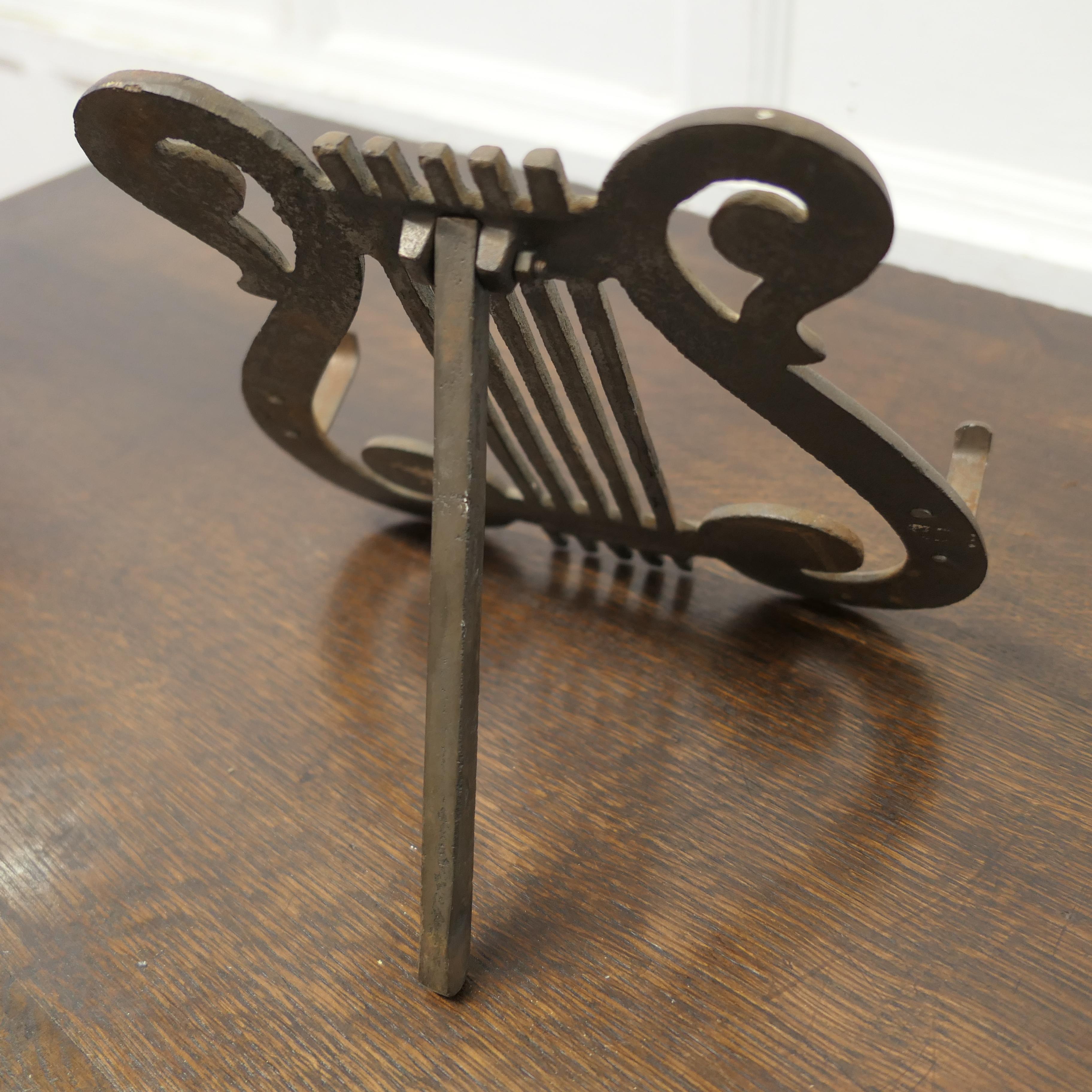 19th Century Iron Lyre Music Stand or Book Rest  This is a charming piece  For Sale
