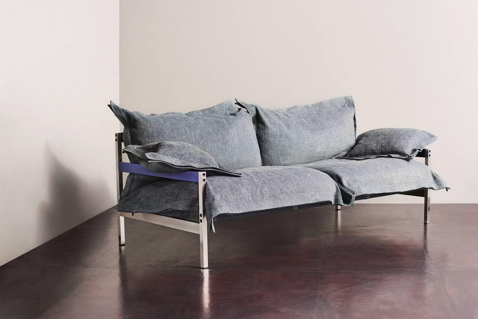 Dreisitziges gepolstertes Sofa „Iron Maiden“ mit Stahlrahmen von Moroso für Diesel (Lackiert) im Angebot