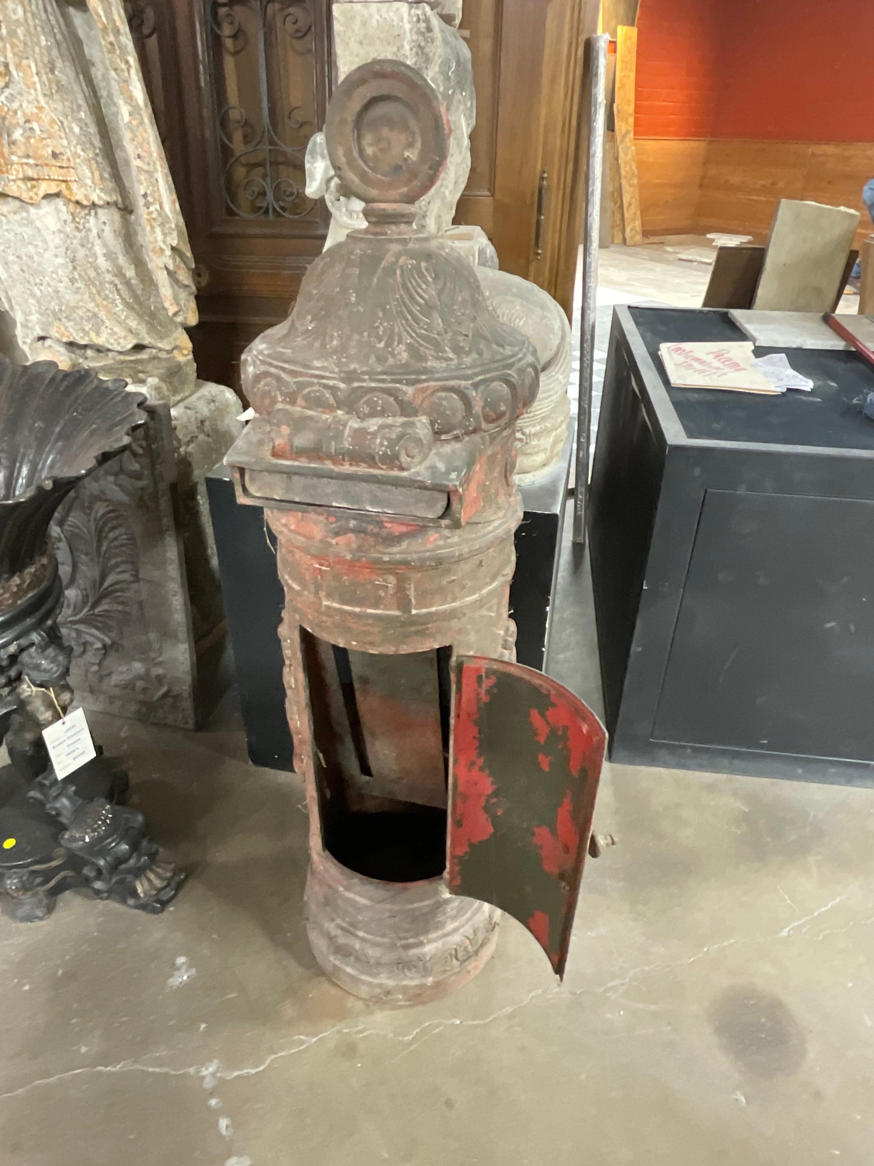 Impressive antique iron mailbox from late 19th century France.
