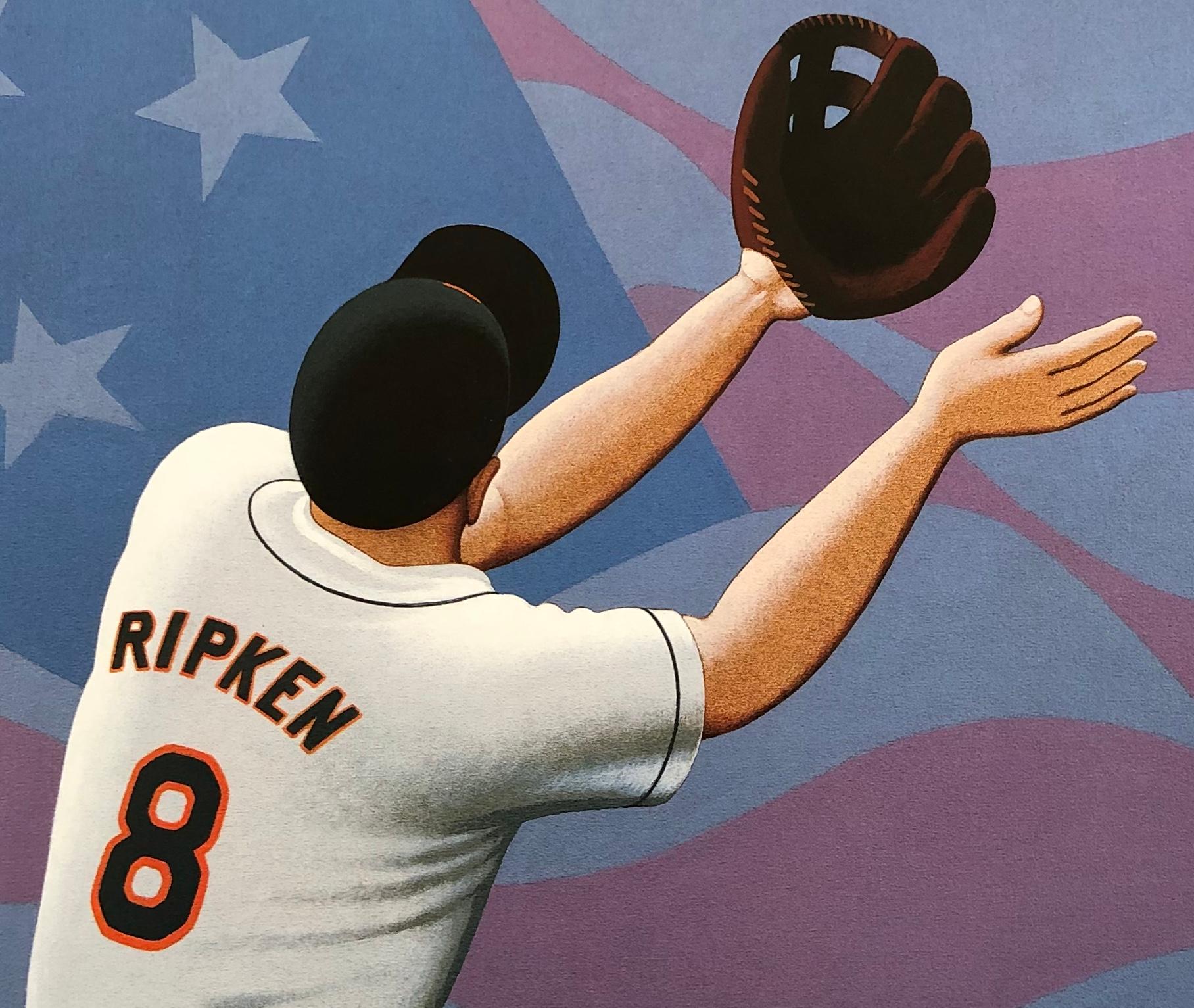 “IRON MAN” Cal Ripken 
Original painting by Lynn. Curlee
This painting was used as an illustration in 
Ballpark — The Story Of America’s Baseball Fields
Atheneum Books for Young Readers, 2005
Acrylic on stretched canvas, gallery wrapped with