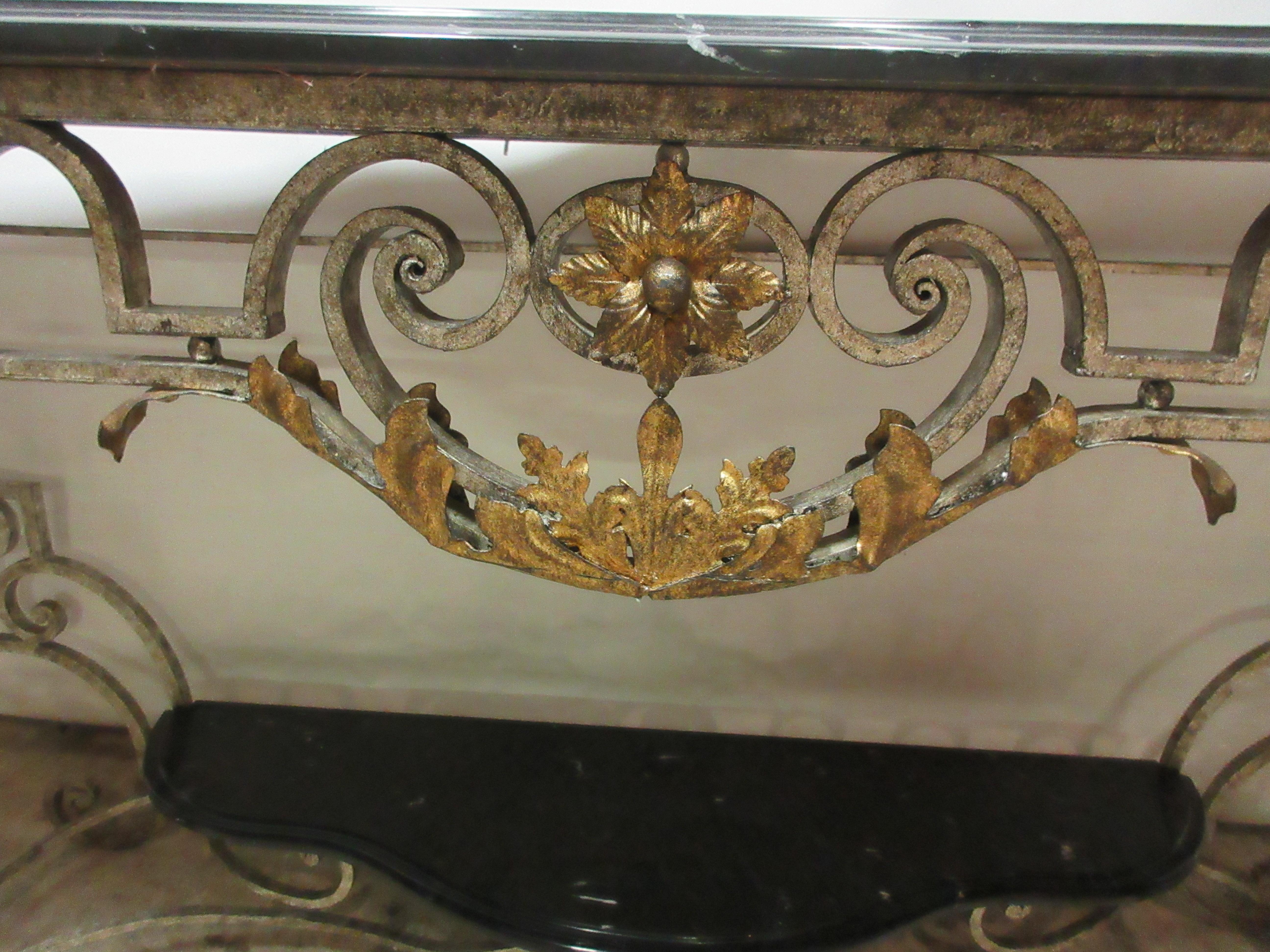 Iron and Marble-Top Console Table 1