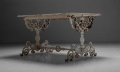 Iron & Marble Top Low Table, England circa 1890