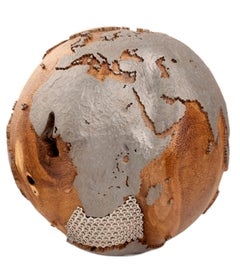 Iron Mask Globe, metal continents, hammered skin oceans, 91 stainless bolts 30cm