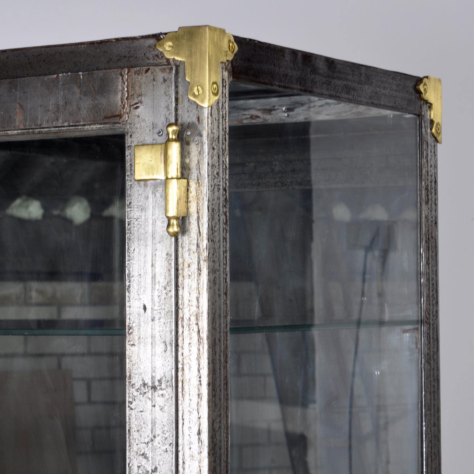 Iron Medical Display Cabinet with Brass Details, 1920s 5