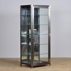 Iron Medical Display Cabinet with Brass Details, 1920s