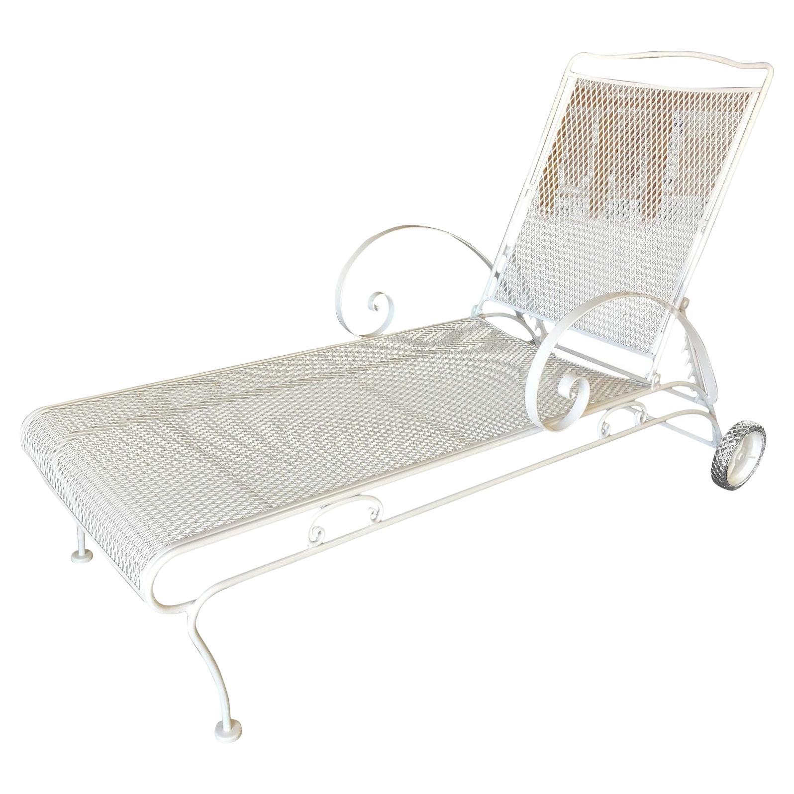 Iron Mesh Outdoor / Patio Chaise Lounge by Woodard For Sale
