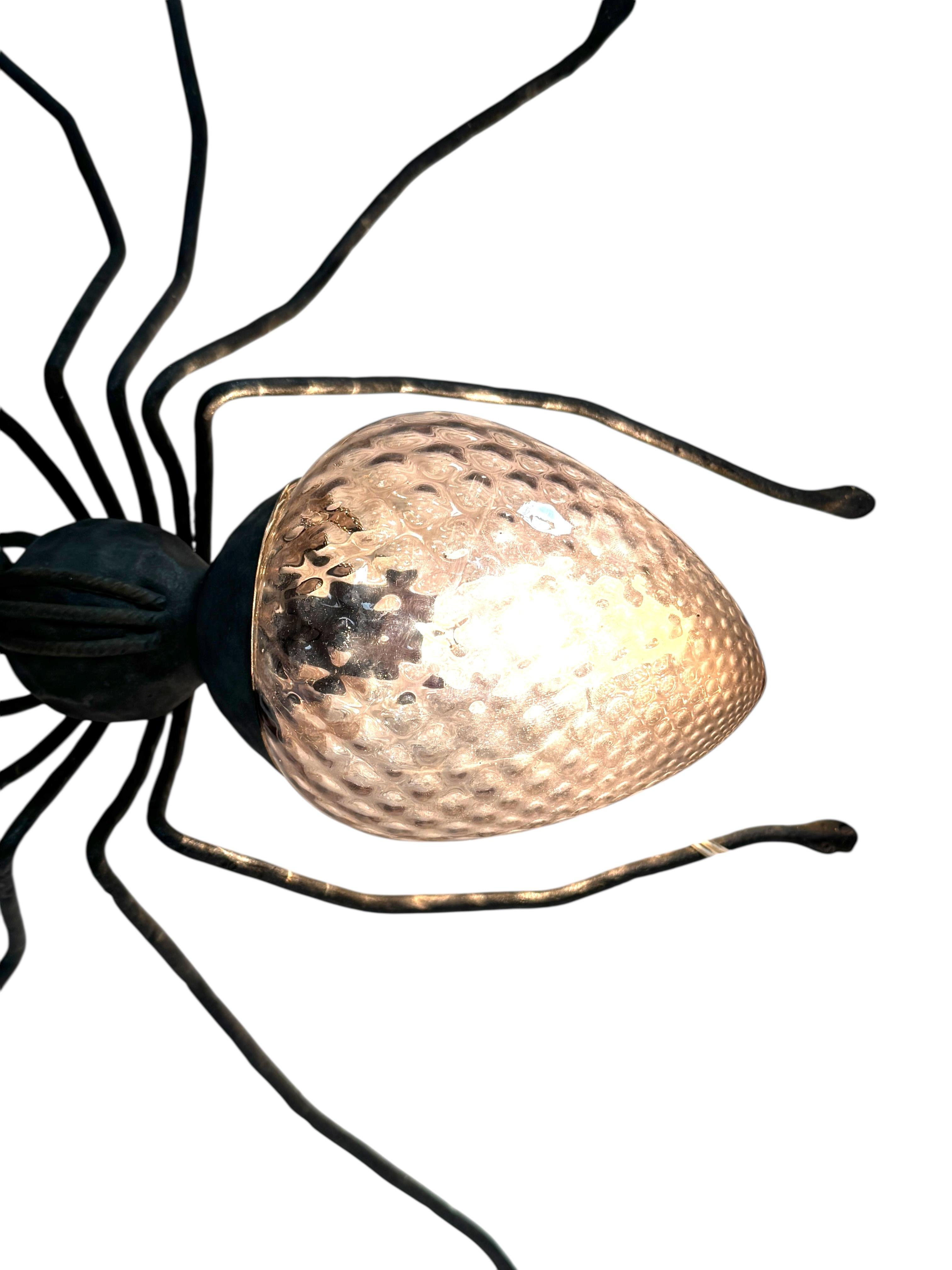 Métal Araignée en fer et métal avec verre de Murano, applique murale Sculpture, Italie 1970 en vente