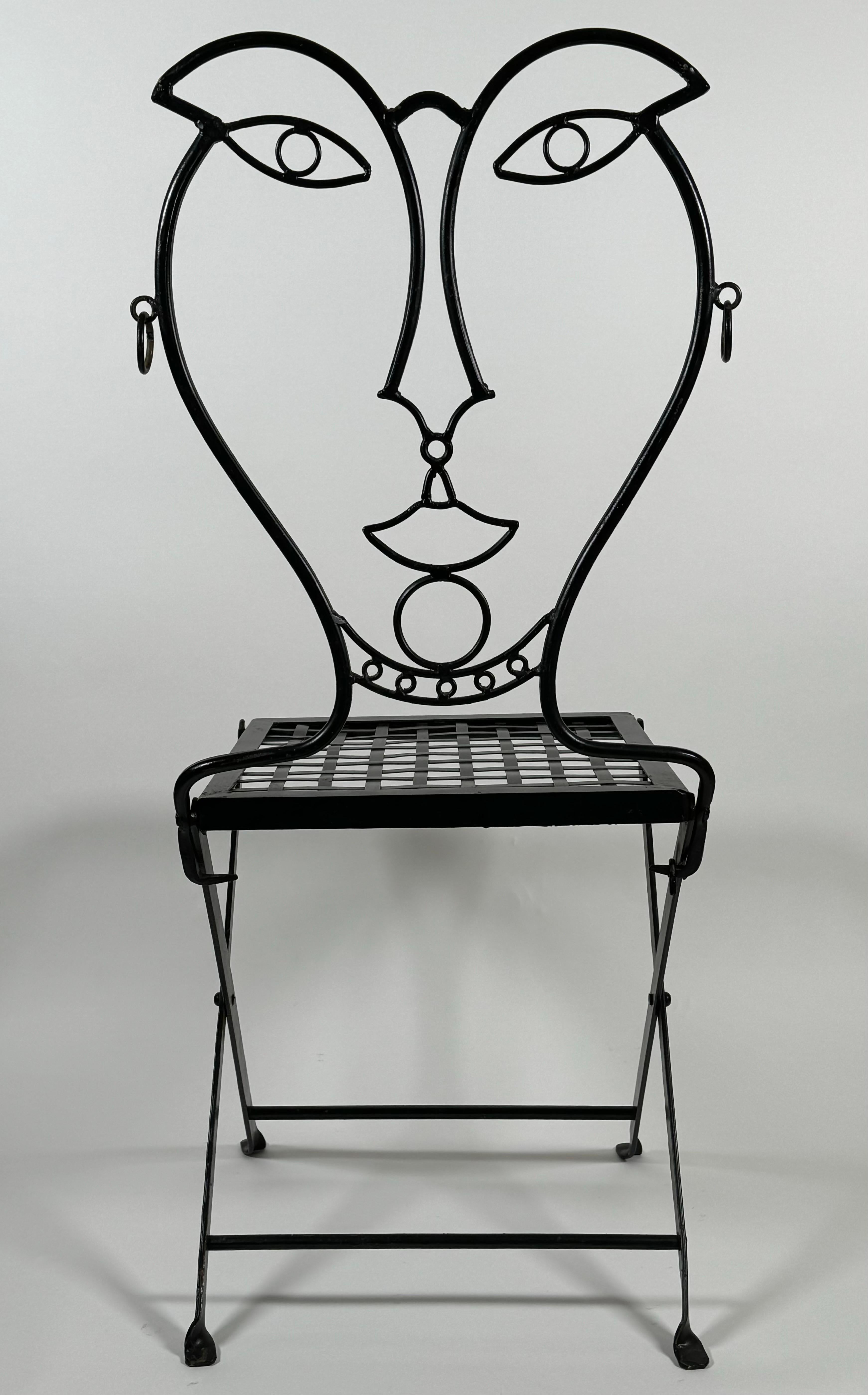 Iron Mexican Folding Patio with Figurative Face Back Rest 3