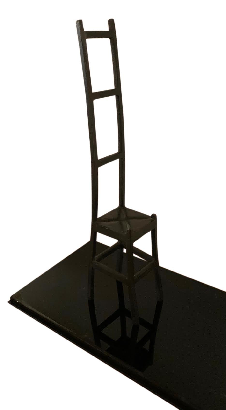 Belgian Iron Miniature Ladder Back Chair Sculpture, Belgium, Contemporary For Sale