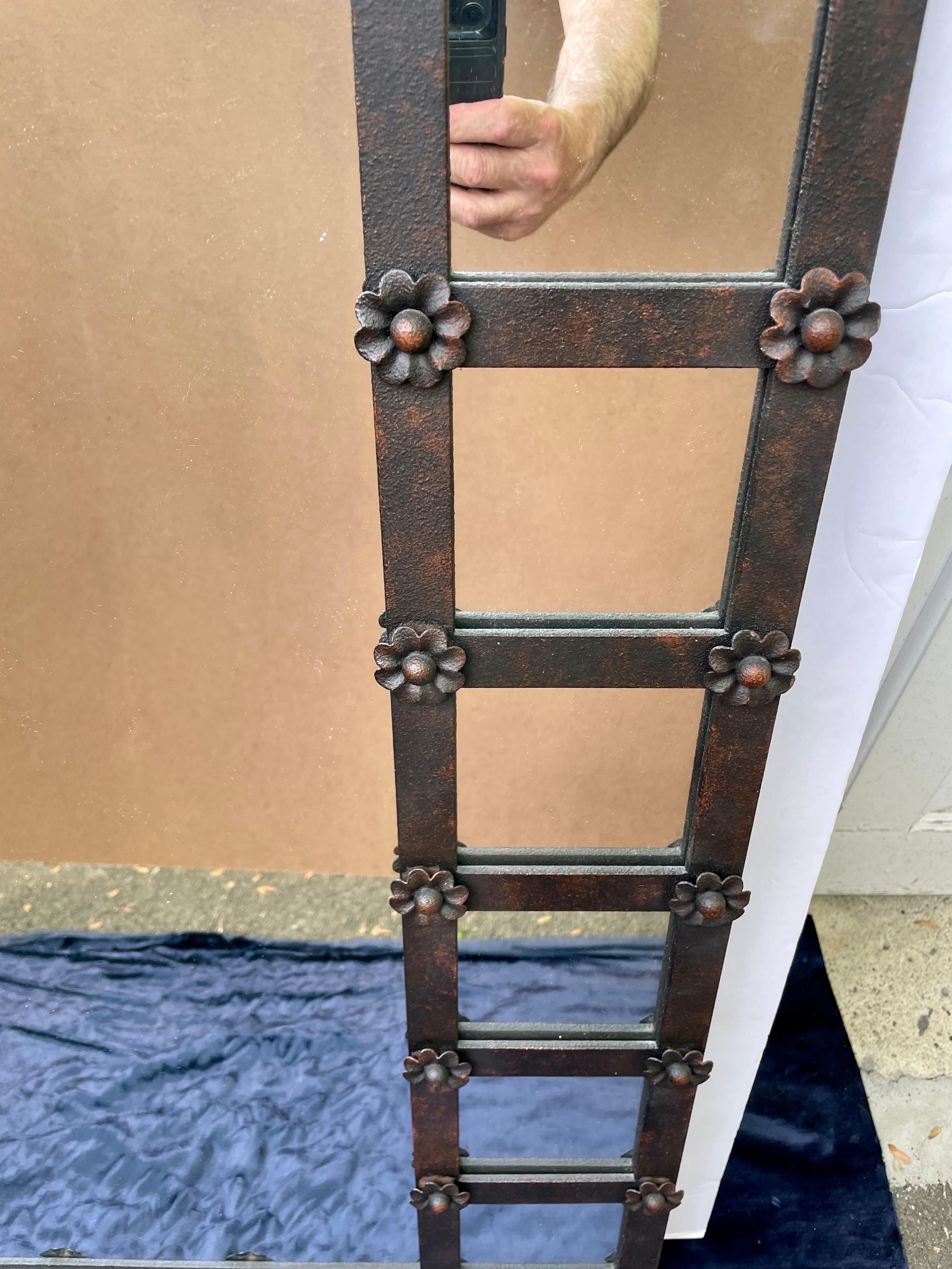 Large Scale Multi Panel Iron Mirror with Rosettes 4