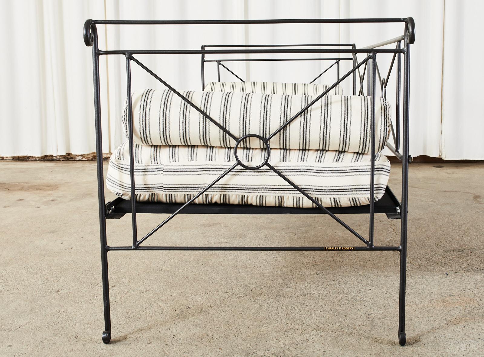 20th Century Iron Neoclassical Campaign Style Daybed