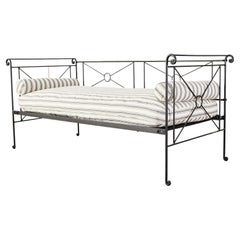 Vintage Iron Neoclassical Campaign Style Daybed