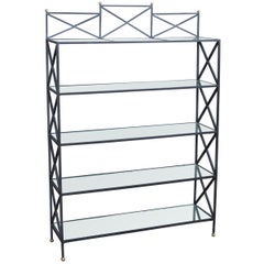 Iron Neoclassical Style Étagère with Mirror Shelves