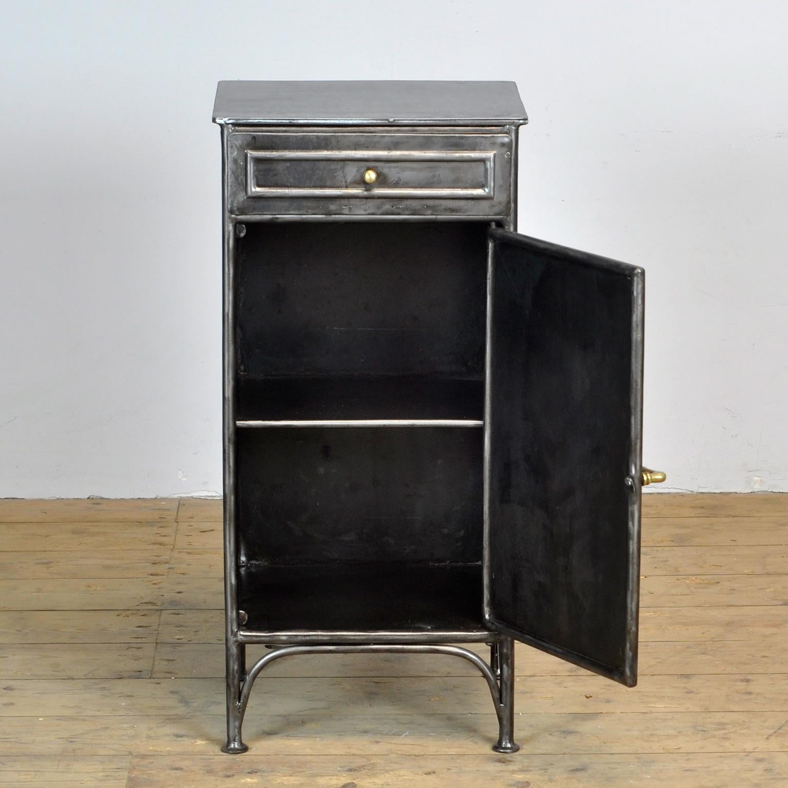 Polished Iron Nightstand, 1910's For Sale