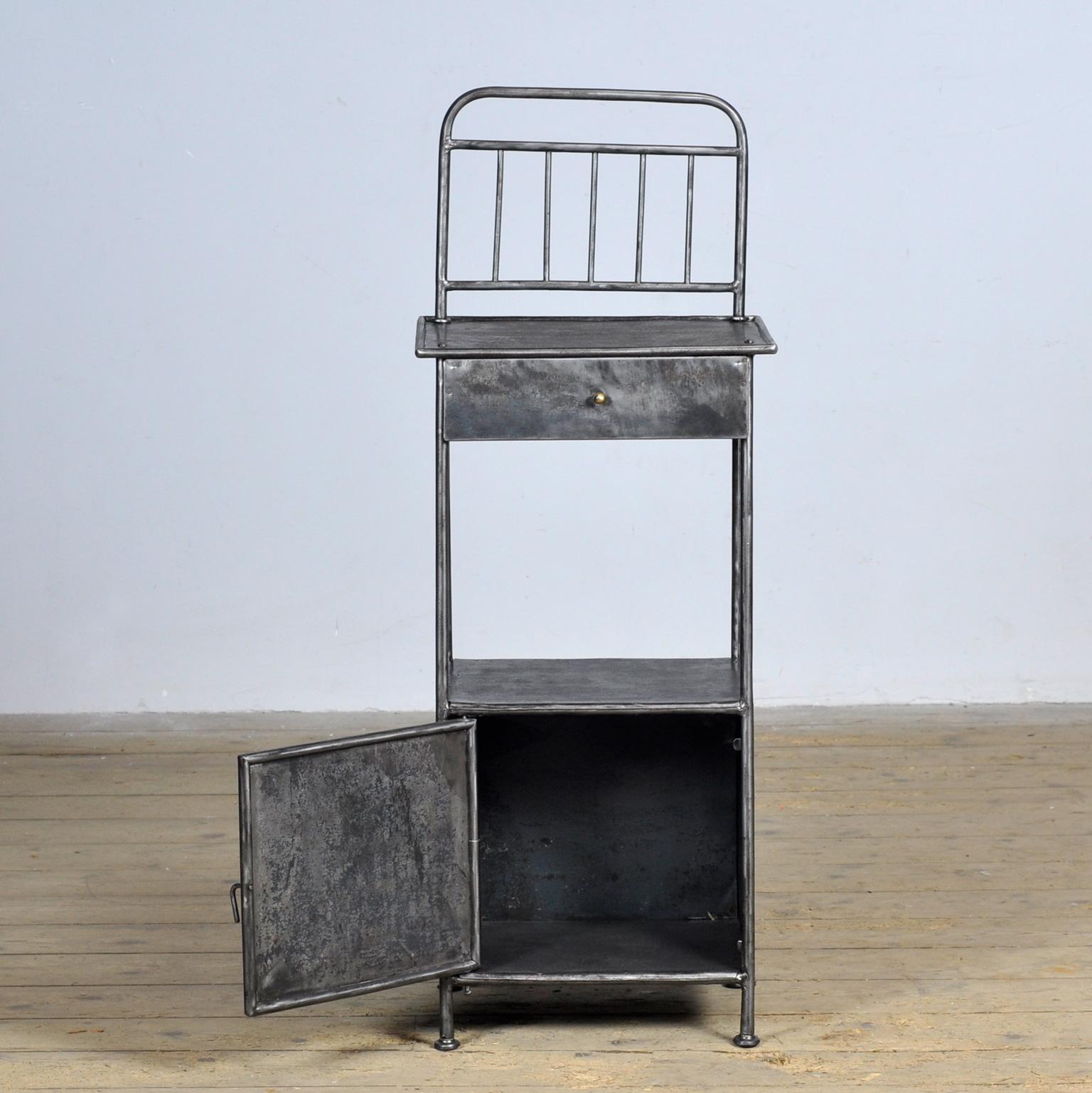 Polished Iron Nightstand, 1910s For Sale