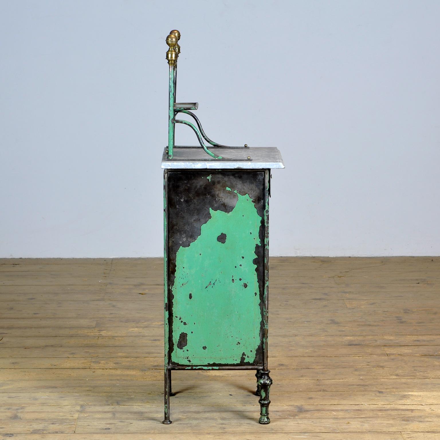 Late 19th Century Iron Nightstand with Brass Details, circa 1890