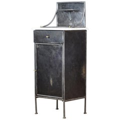 Iron Nightstand with Marble Top, 1920s