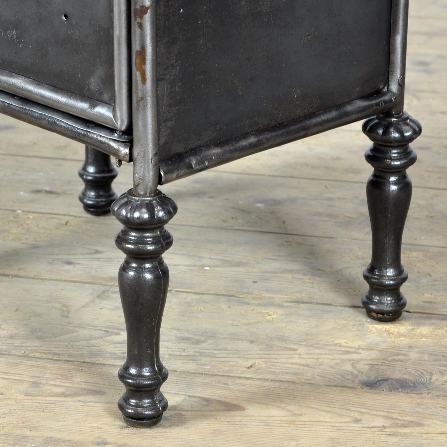 Iron Nightstand with Marble Top and Brass Details, circa 1900 1