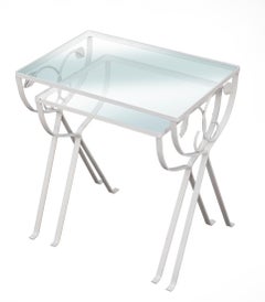 Iron Outdoor Nesting Tables Glass Top a pair