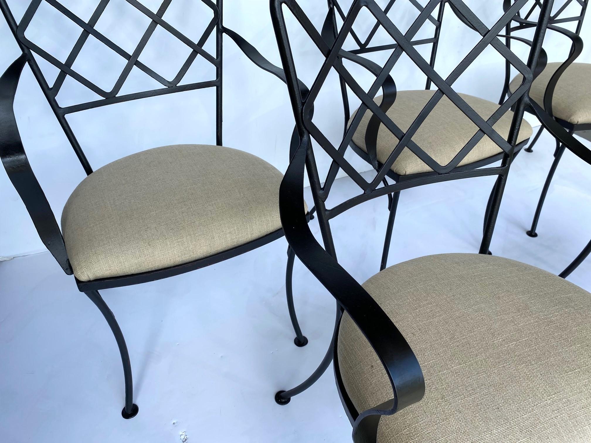 Italian Iron Patio Dining Chairs Set of 6 For Sale