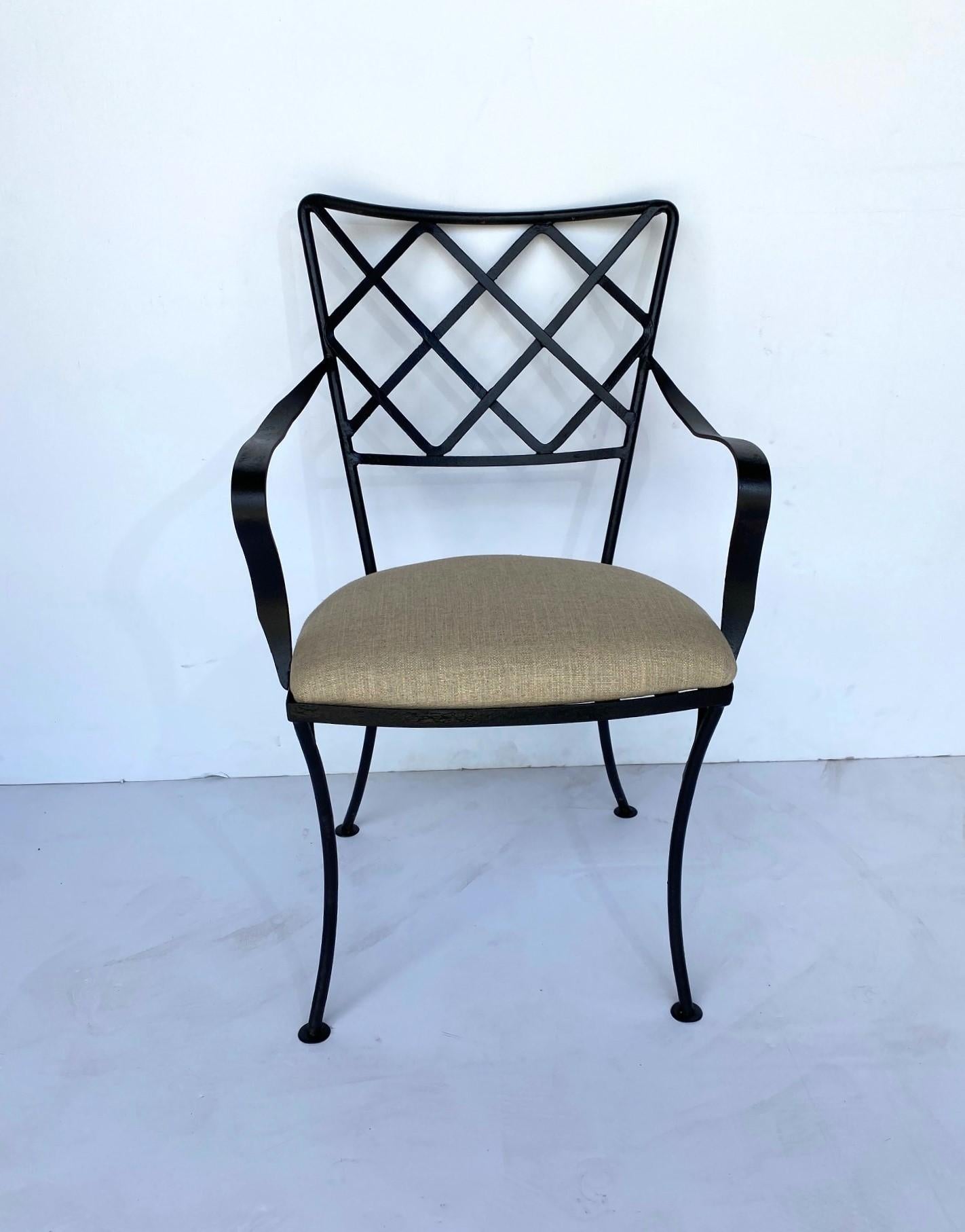 Mid-20th Century Iron Patio Dining Chairs Set of 6 For Sale