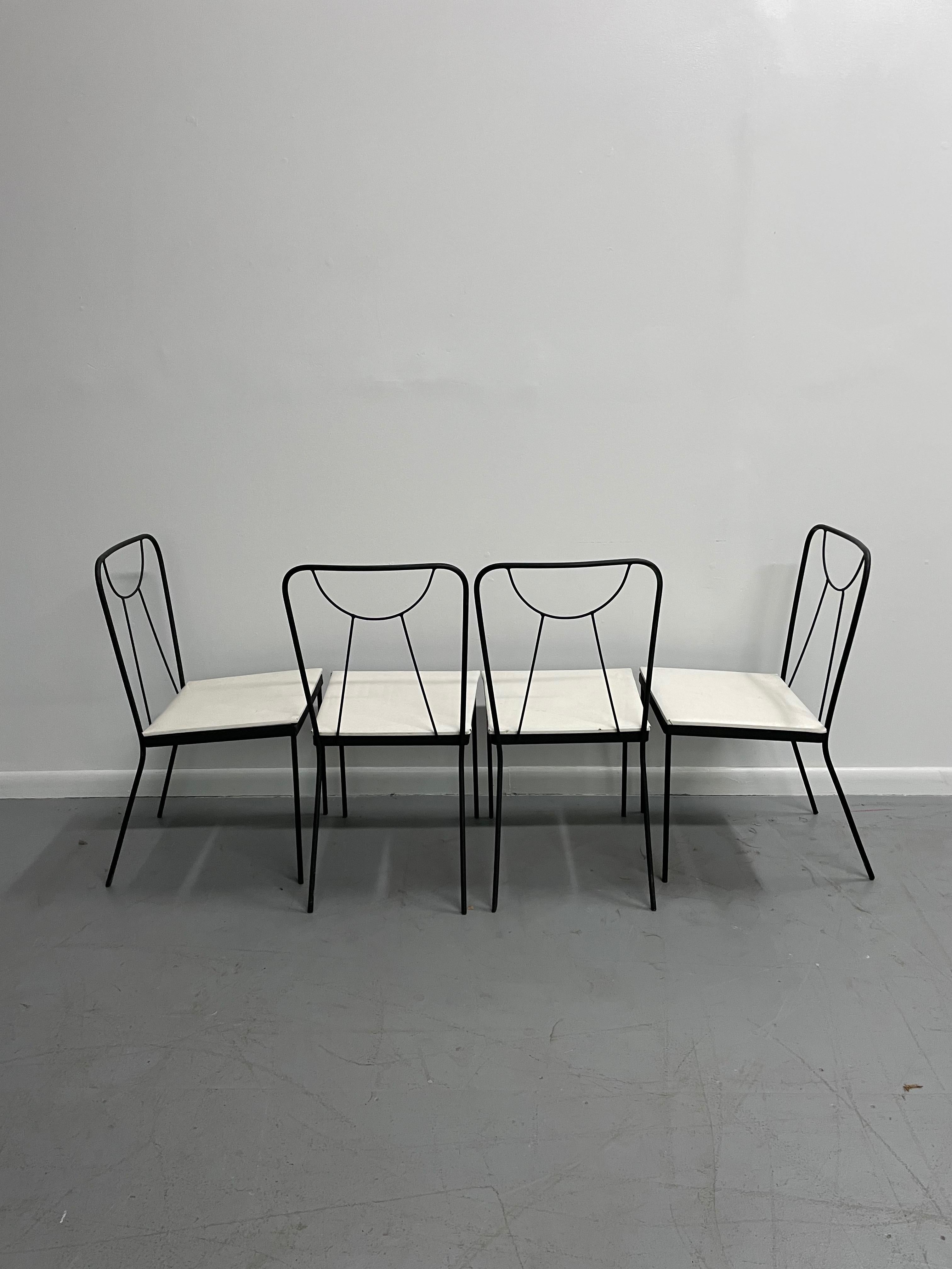 Iron Rectangular Table and Four Chairs by Frank and Sons George Nelson Style 2