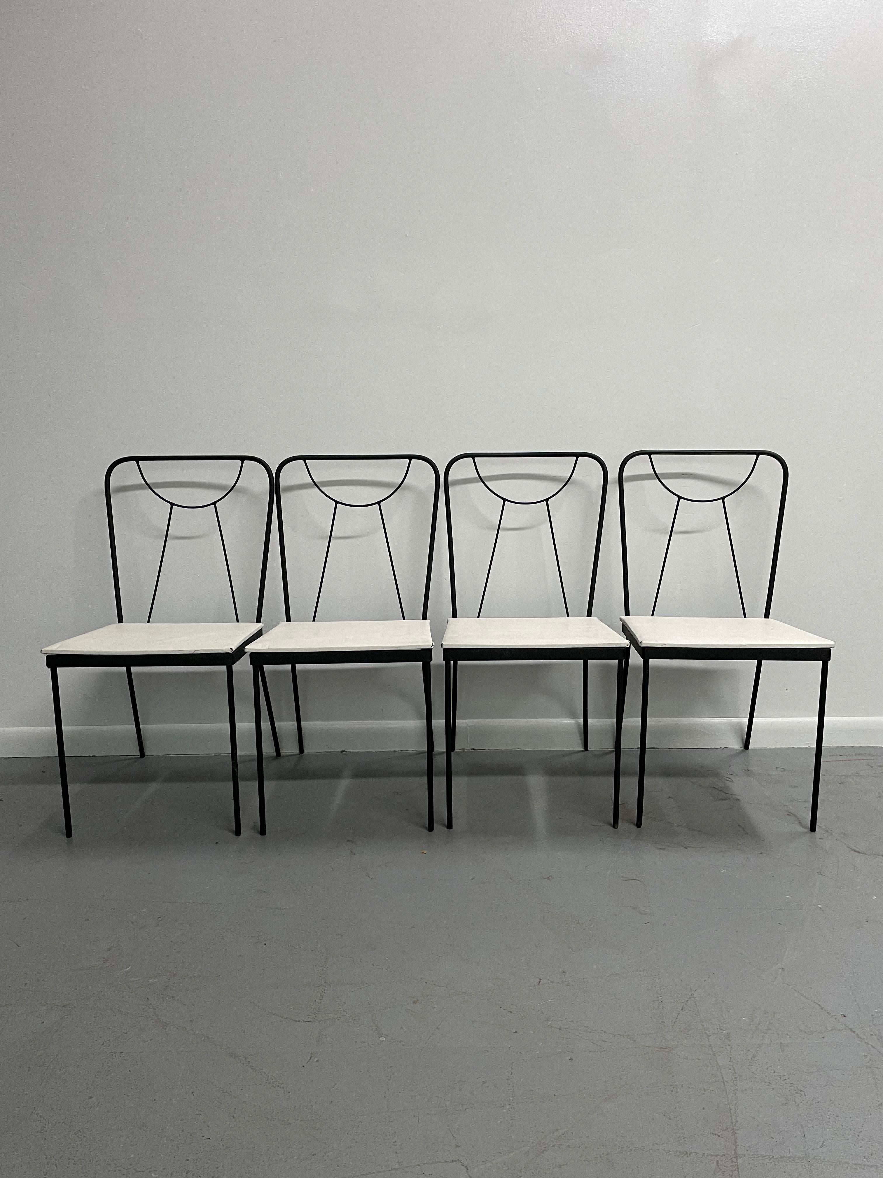 North American Iron Rectangular Table and Four Chairs by Frank and Sons George Nelson Style