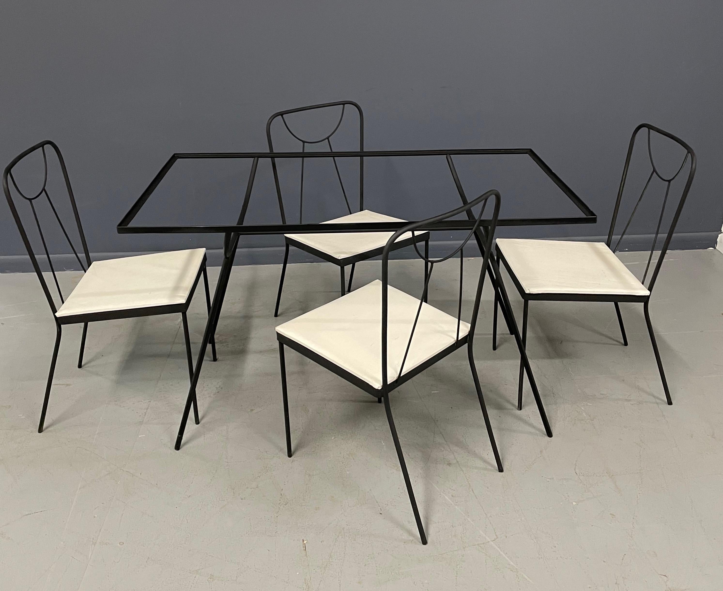Iron Rectangular Table and Four Chairs by Frank and Sons George Nelson Style In Good Condition In Philadelphia, PA
