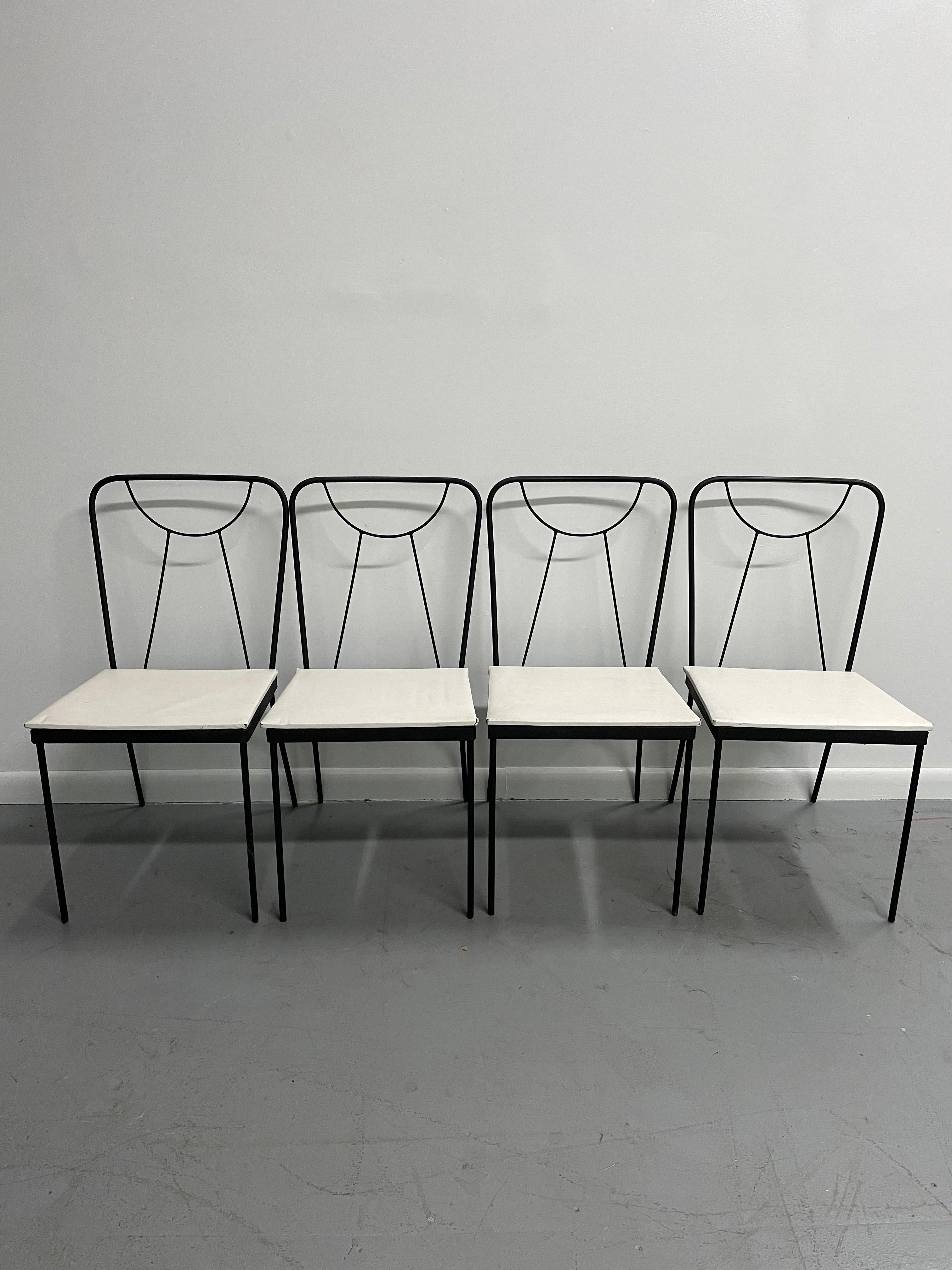 20th Century Iron Rectangular Table and Four Chairs by Frank and Sons George Nelson Style