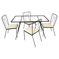 Table rectangulaire et quatre chaises en fer de style George Nelson par Frank and Sons 