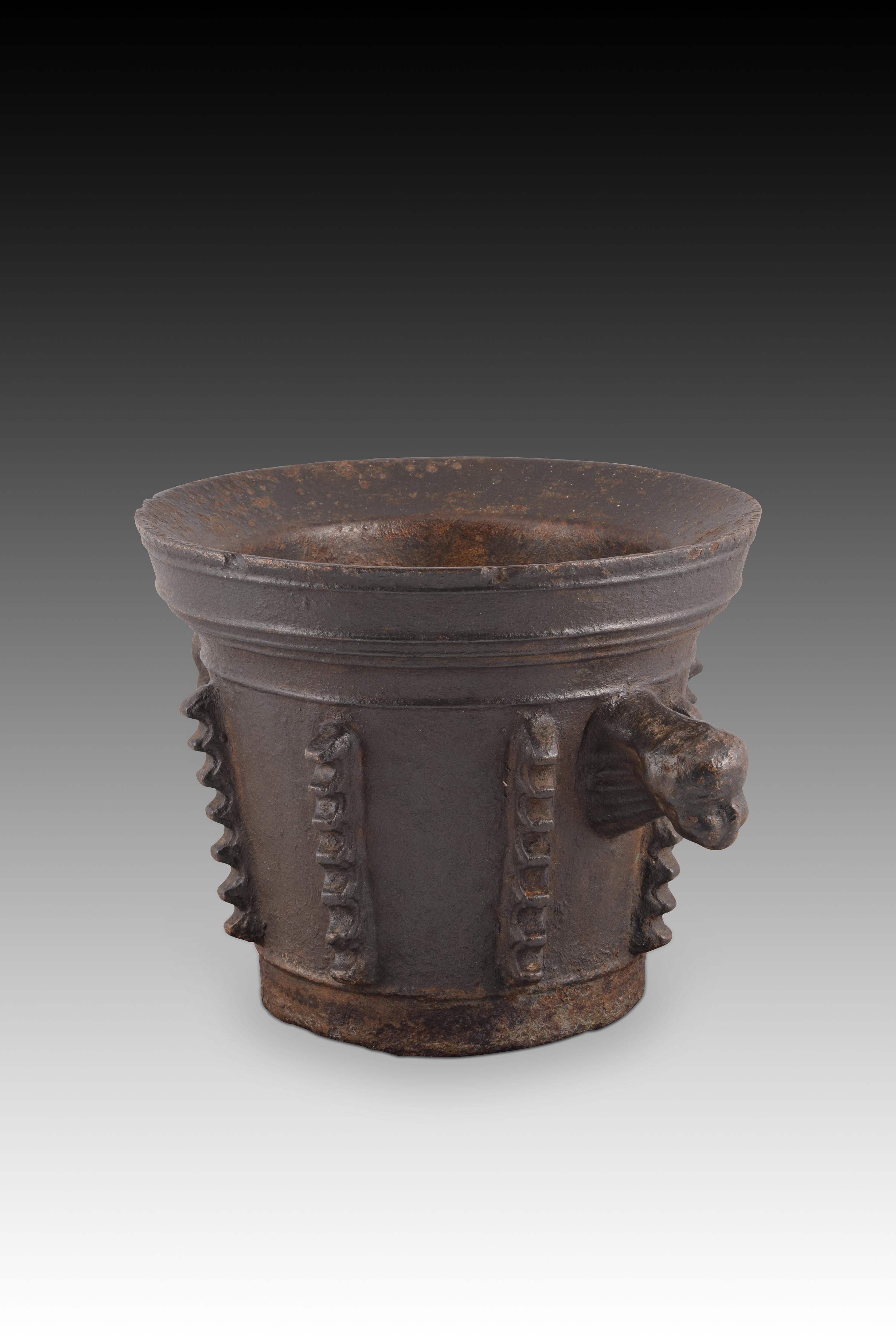 Neoclassical Revival Iron pharmacy mortar. 18th-19th centuries.  For Sale