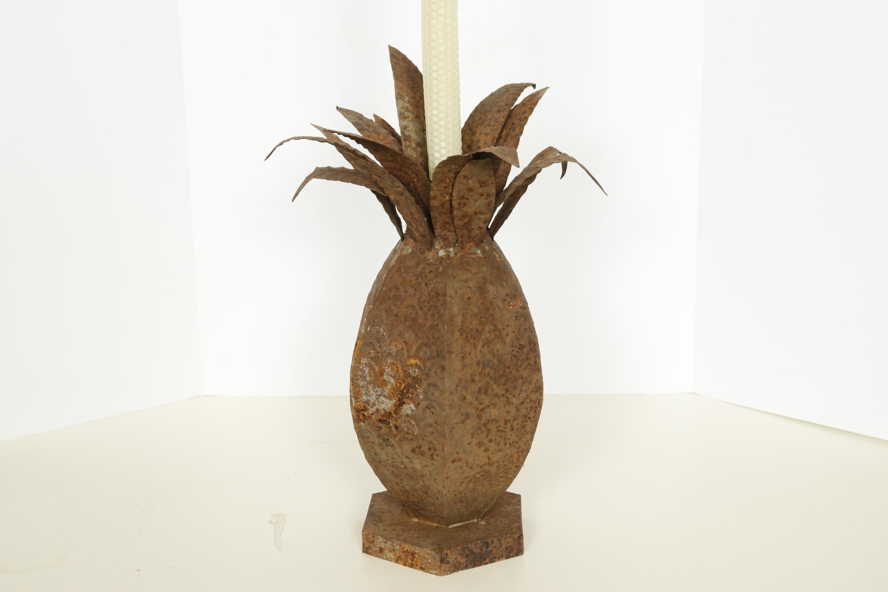 Late 20th Century Iron Pineapple Candleholder For Sale