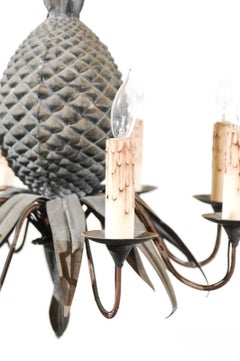 Iron Pineapple Chandelier with 8 Lights, France ca. 1920