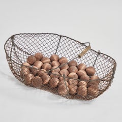 Antique Iron Pitching Game with Wooden Egg Shaped Balls