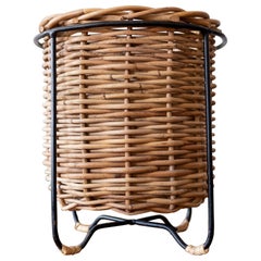 Vintage Iron Reed and Cane Waste Paper Basket