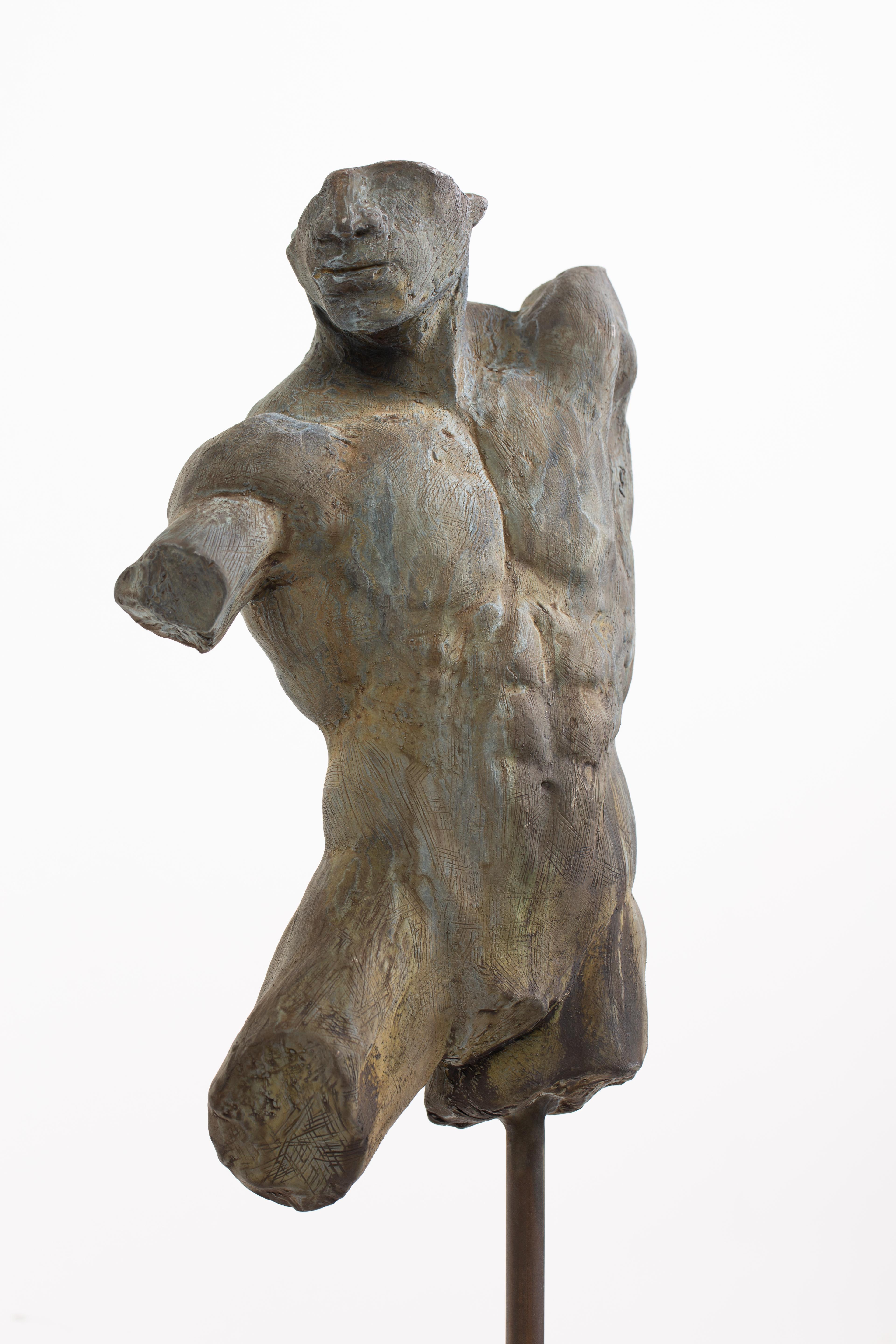Classical Greek Iron Relic, Classical Male Nude Torso Fragment Sculpted in Bronze