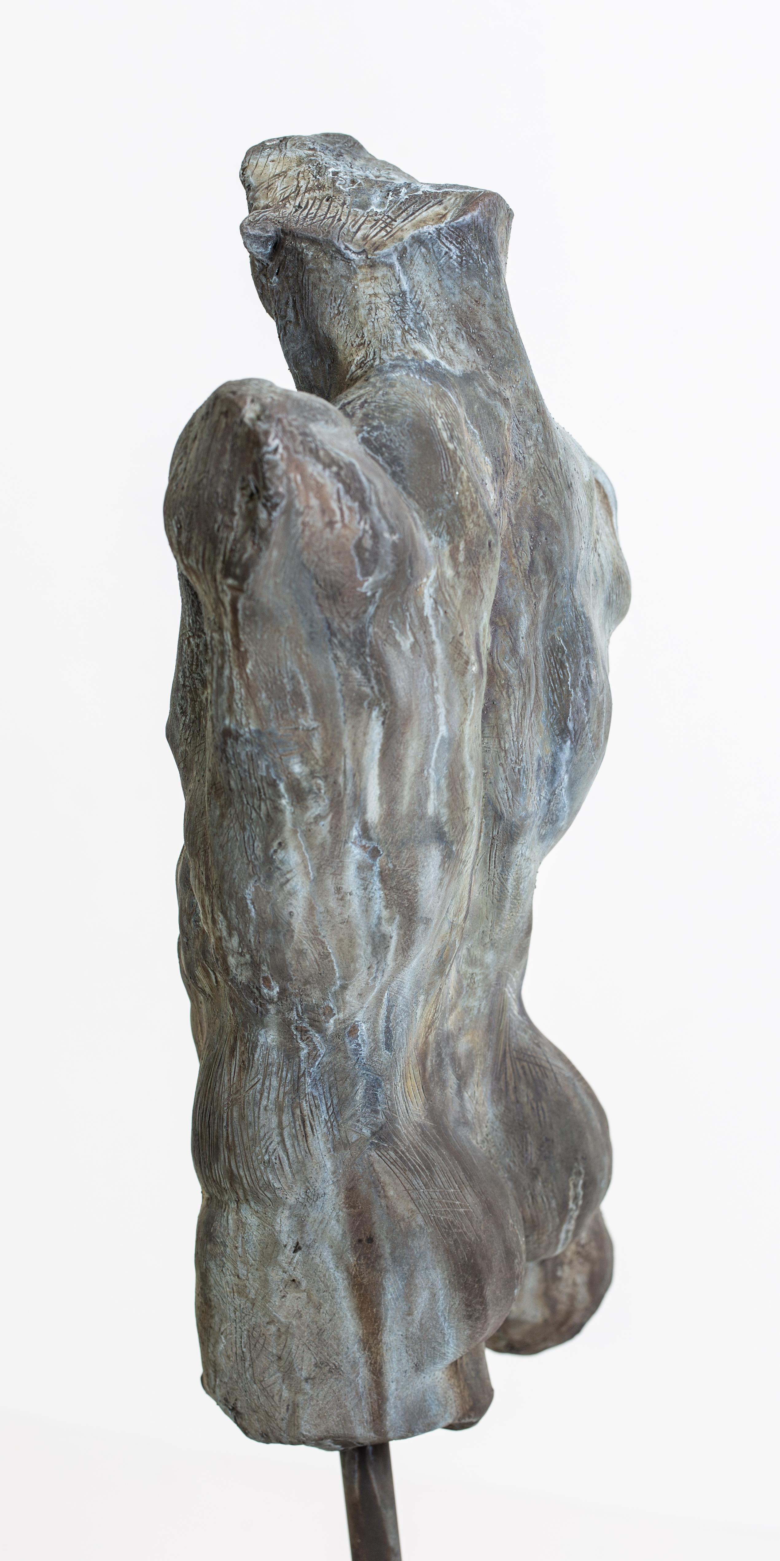 Contemporary Iron Relic, Classical Male Nude Torso Fragment Sculpted in Bronze