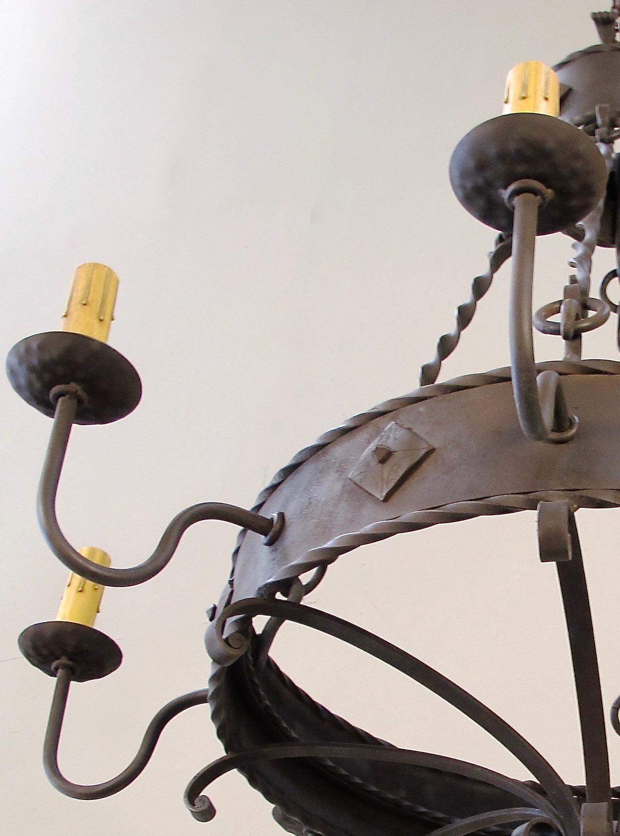 Forged Iron Ring Chandelier For Sale