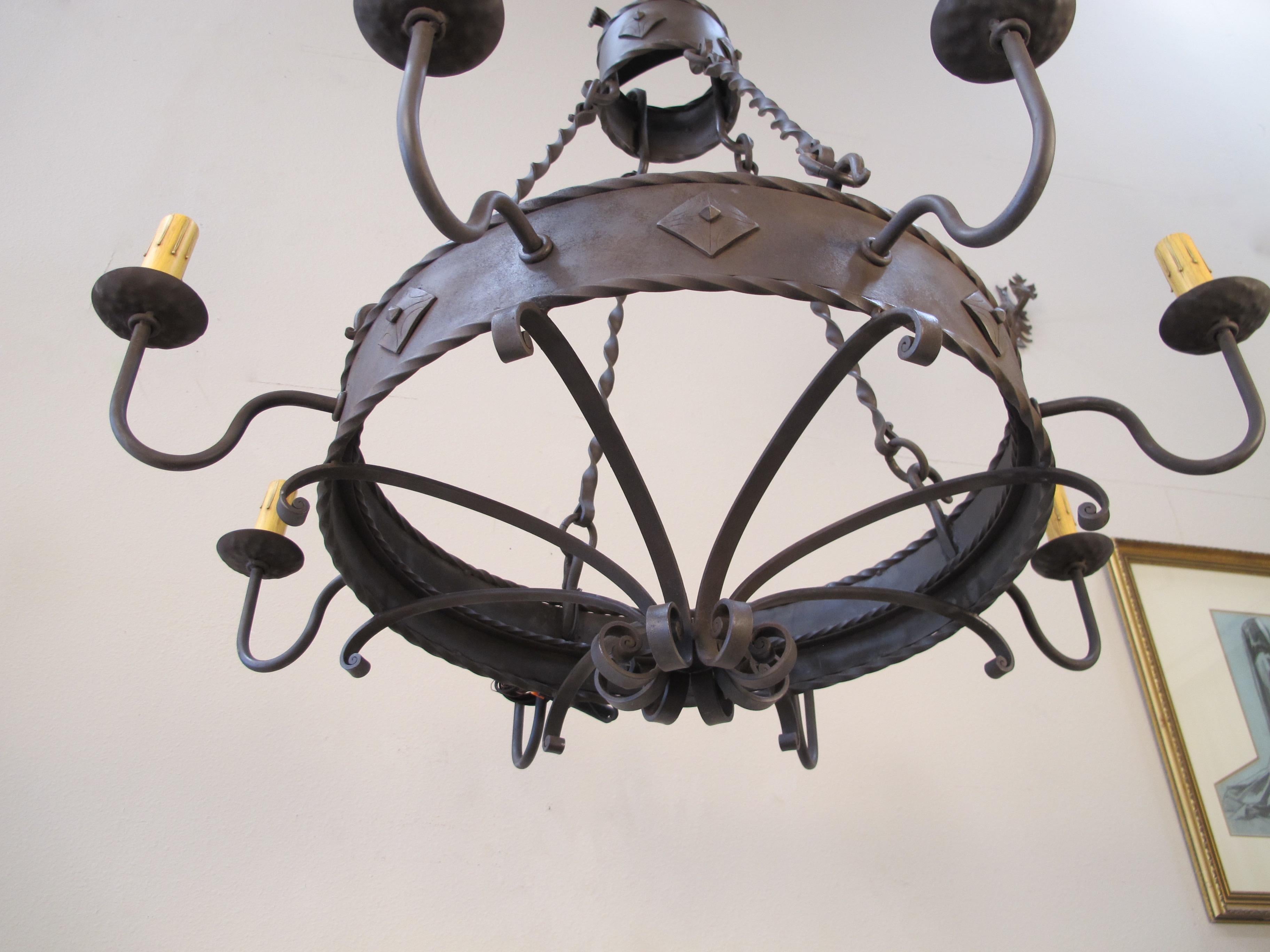 Iron Ring Chandelier In New Condition For Sale In Encinitas, CA