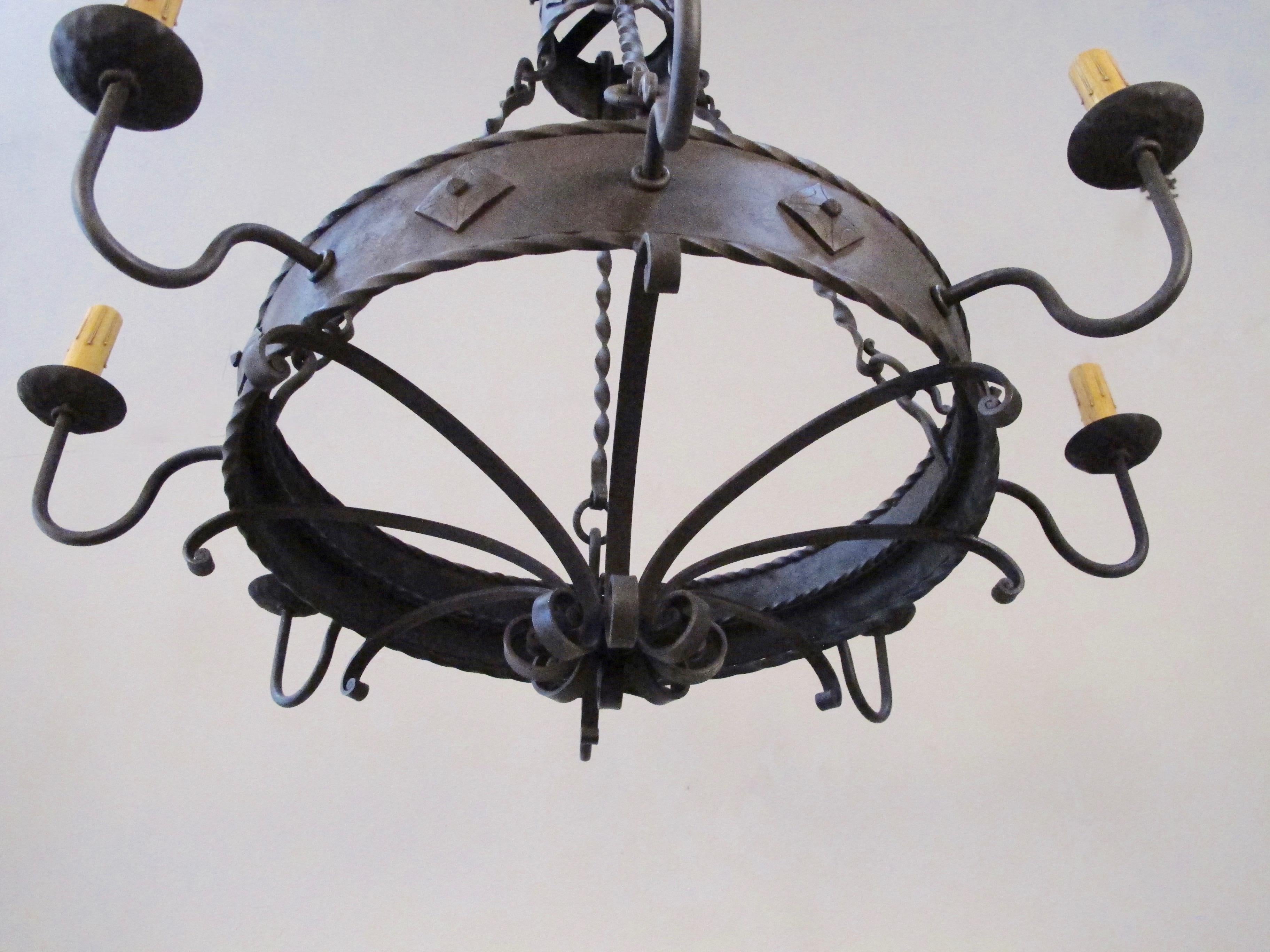 Contemporary Iron Ring Chandelier For Sale