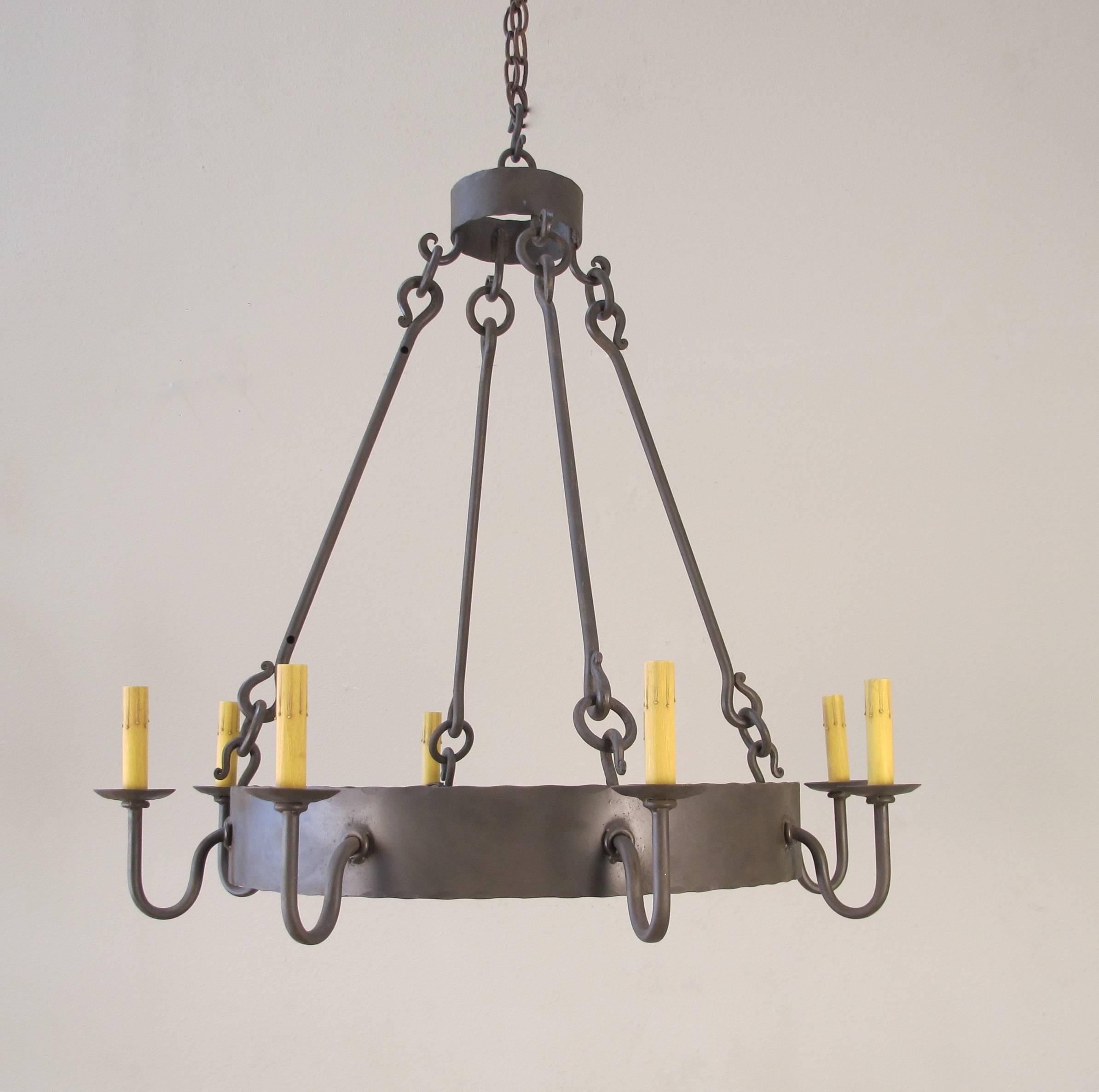 American Iron Ring Chandelier, Small For Sale