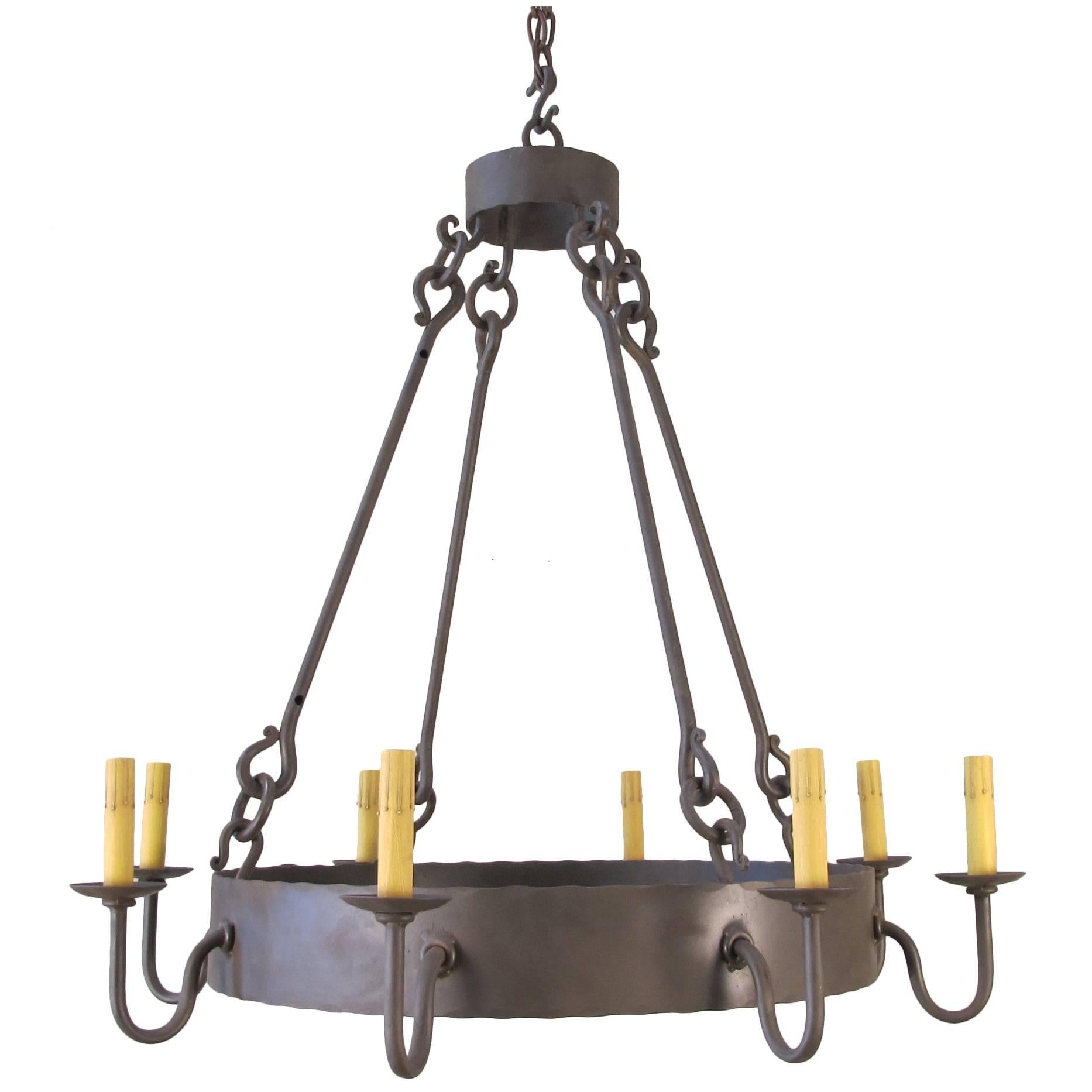 Iron Ring Chandelier, Small For Sale