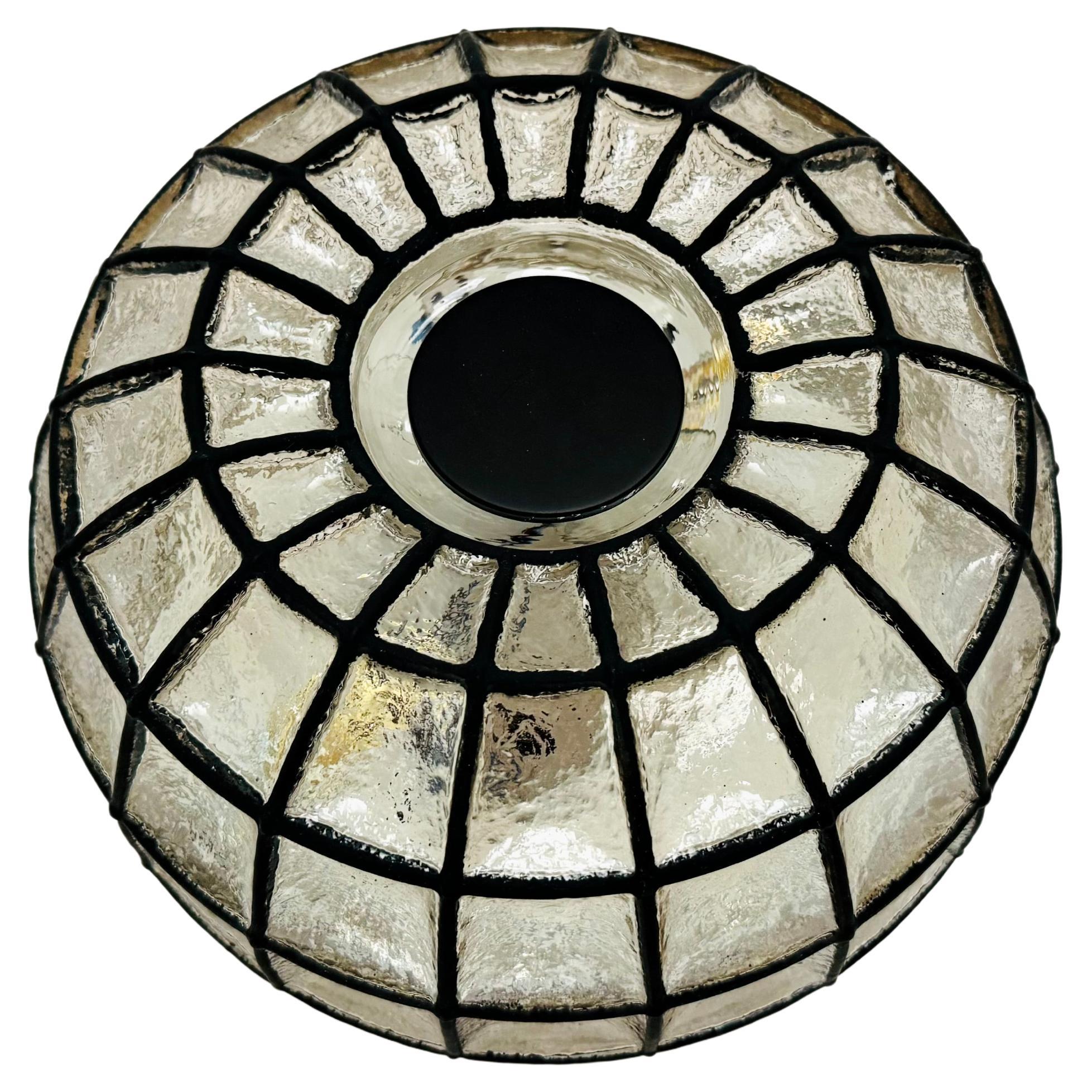 Wand- oder Deckenleuchte aus Glas mit Eisenring-Design aus Limburg