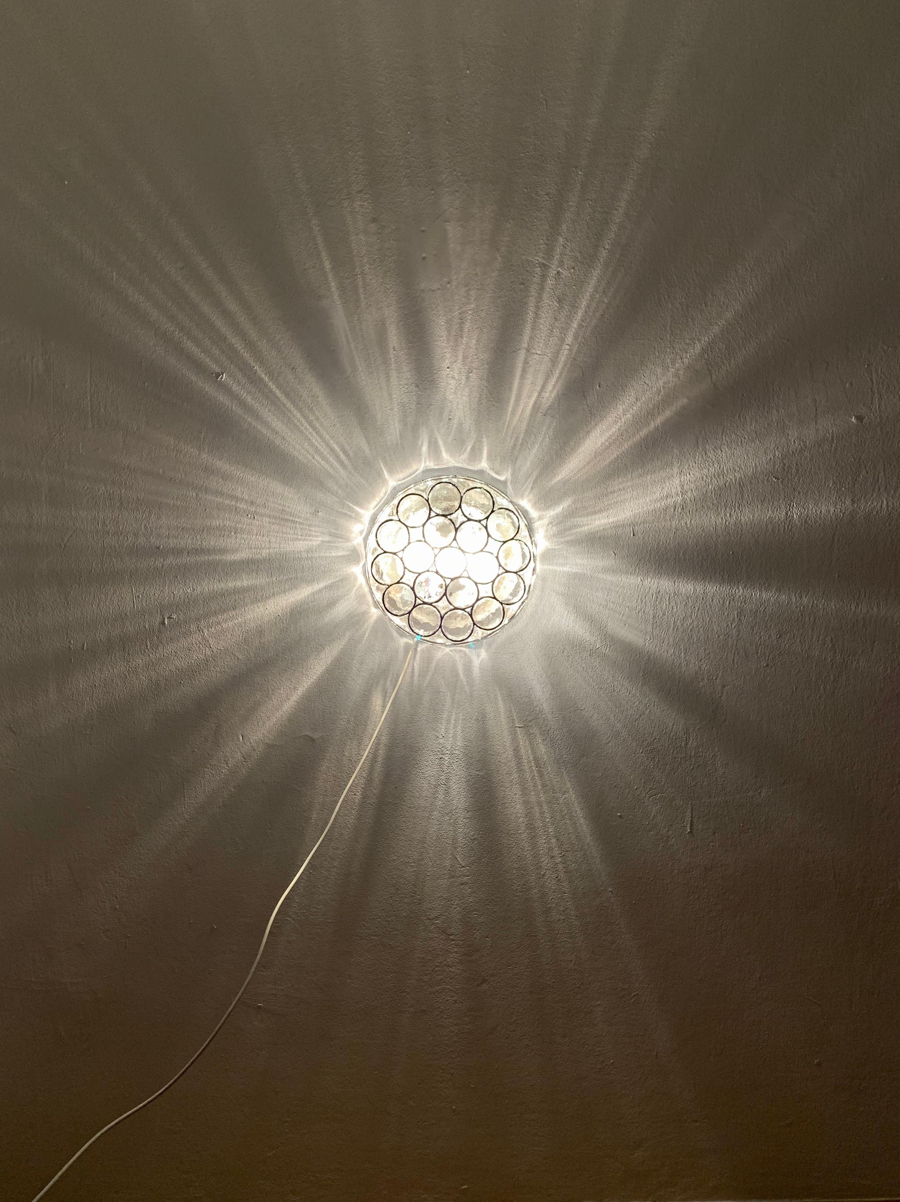 Iron Ring Glass Wall or Ceiling Lamp from Limburg 1