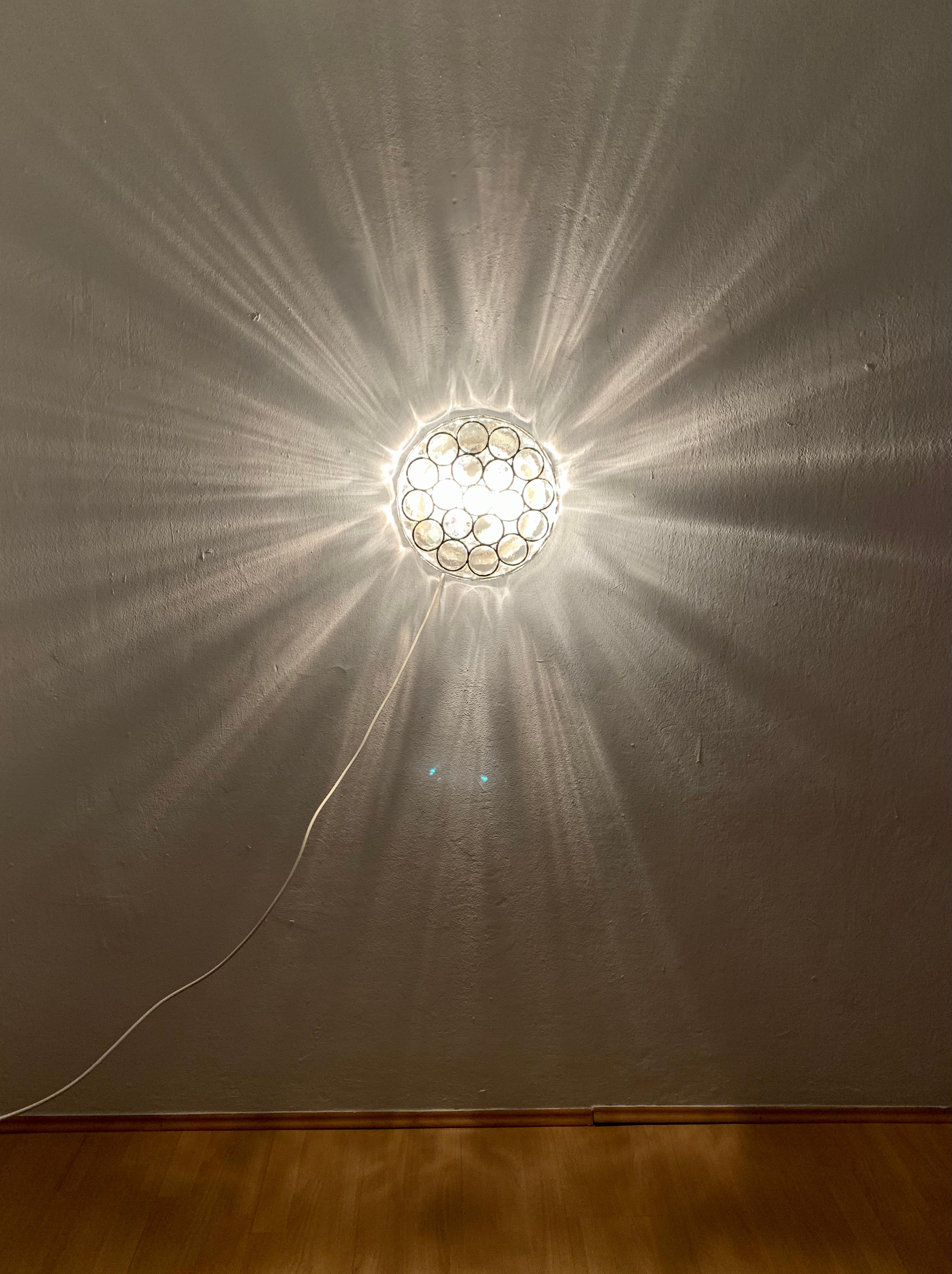 Iron Ring Glass Wall or Ceiling Lamp from Limburg 2